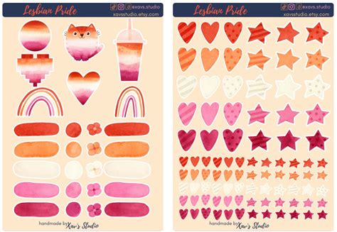 2 Sticker Sheet Pack Lesbian Pride Month Pride Sticker Lgbtq Sticker Lesbian Sticker Etsy