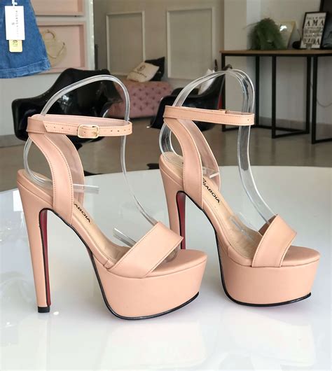 Sandália Plataforma Salto cm Alça Fina Nude FUEL FASHION