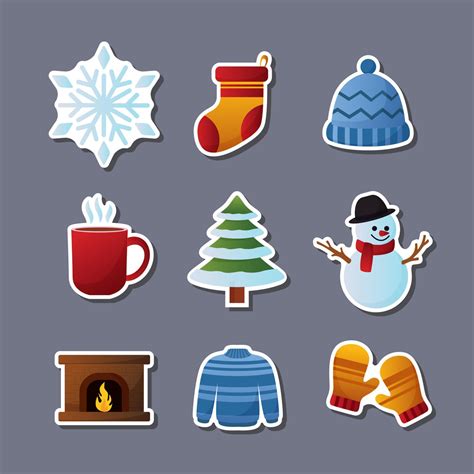 Winter Sticker Set 13421118 Vector Art At Vecteezy