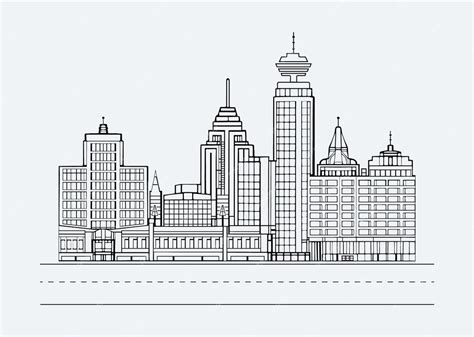 Premium Vector | Vector Cityscape Line Drawing and Architecture Outline ...