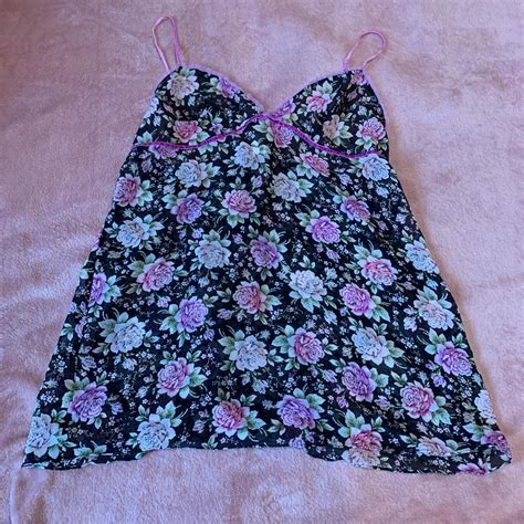Beautiful Black Floral Nightgown Lingerie Dress Depop
