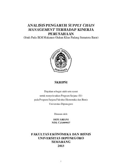 Analisis Pengaruh Supply Chain Management Terhadap Kinerja Perusahaan