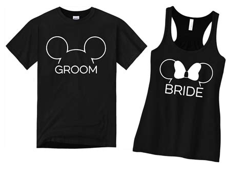 Disney Just Married Shirts Minnie Bride Tank Mickey Groom T Etsy