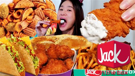 Massive Jack In The Box Mukbang Fried Chicken Strips Fan Fav Box And Crunchy Tacos Crispy Asmr