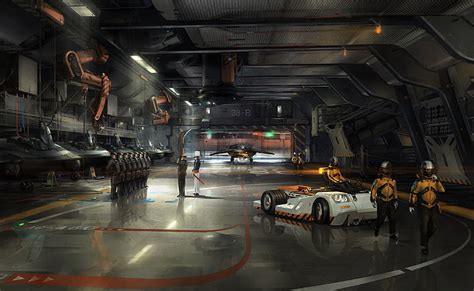 HD wallpaper: Spaceship Hangar, Sci-fi military base wallpaper ...