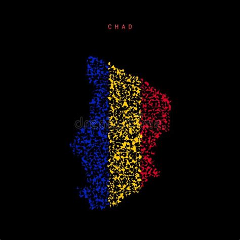 Chad Flag Map Chaotic Particles Pattern In The Chadian Flag Colors