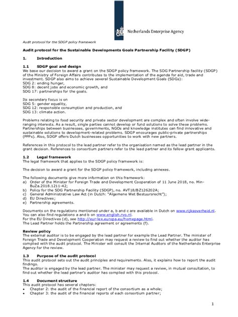 Fillable Online English Rvo Audit Protocol For The Sdgp Policy