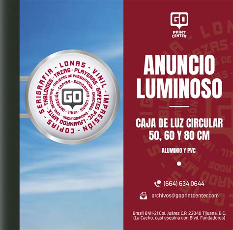 Anuncio Luminoso Caja De Luz Circular Go Print Center Tijuana