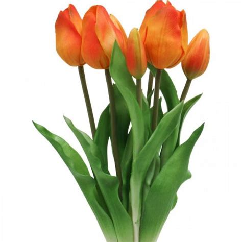 Floristik Fr Tulipe Artificielle Orange Bouquet De Fleurs