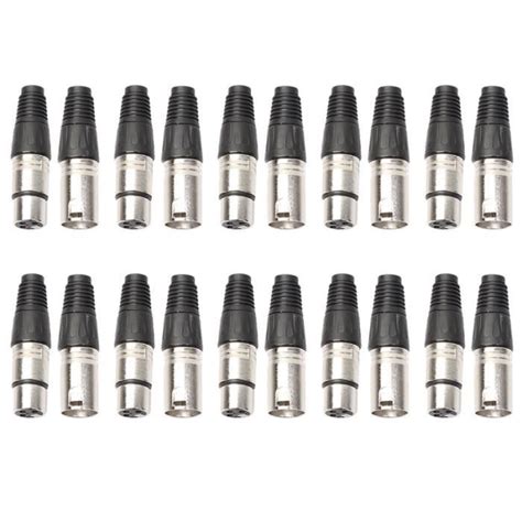 20Pcs Fiches XLR Mâle Femelle en Cuivre Pur Pieds Plaqués Or