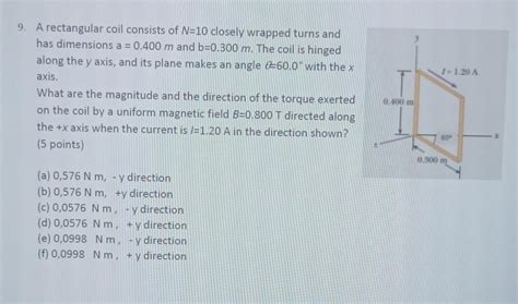 Solved A Rectangular Coil Consists Of N Closely Chegg