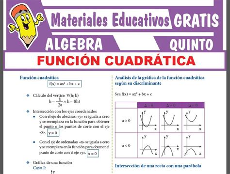 Función Cuadrática para Quinto Grado de Secundaria Materiales