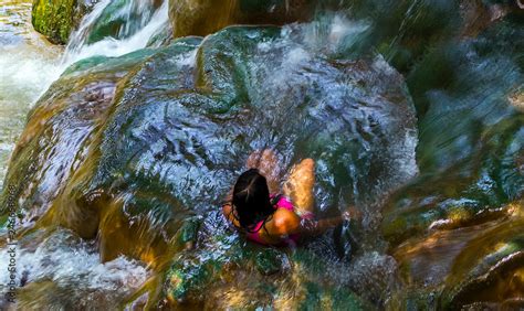 Sexy Relax Bikini Girl Krabi Hot Springs Waterfall Stock Photo Adobe Stock
