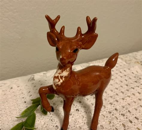 Vintage Ceramic Reindeer Figurine Retro Ceramic Deer Etsy