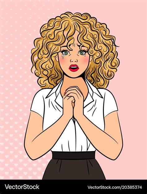 Worried Crying Pop Art Style Woman Royalty Free Vector Image