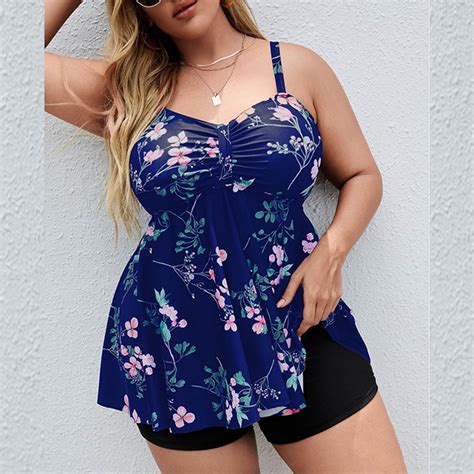 Finelylove Women S Bikini Swimsuits Tummy Concealing Sport Bra Style Bikini Blue Xxxxl Walmart