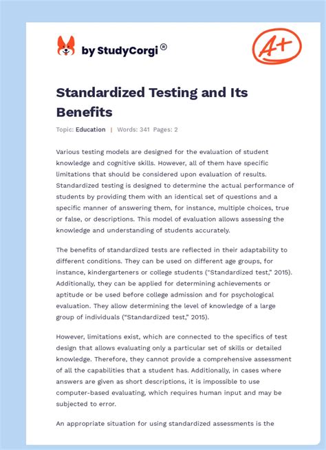 Standardized Testing and Its Benefits | Free Essay Example 