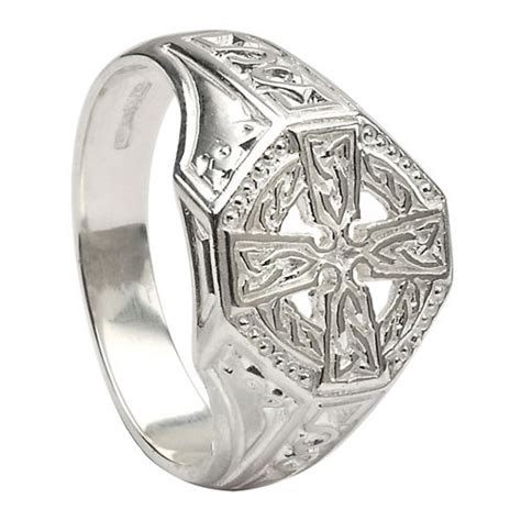 Celtic Cross White Gold Ring - Celtic Rings - Rings from Ireland