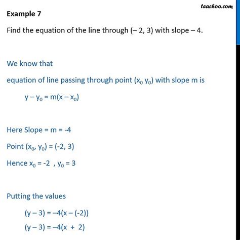 Example 5 Find Equation Of Line Through 2 3 Slope 4