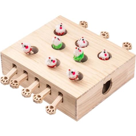 Foobrues Interactive Whack-A-Mole Solid Wood Toys for Cats AUN-23172608 - The Home Depot