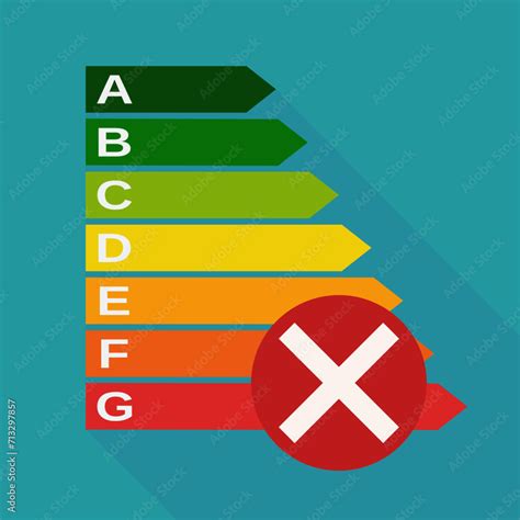 Energy efficiency symbol with a red circle with the cross symbol ...