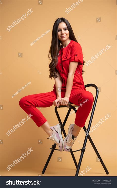Cute Beautiful Brunette Posing Photo Studio Stock Photo Shutterstock