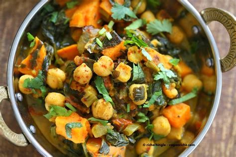 1 Pot Chickpea Sweet Potato Spinach Curry Vegan Richa