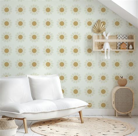 Boho Sun Pattern Wallpaper - Buy Online | Happywall