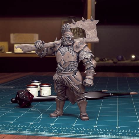 DND Heroes Male Orc Fighter Pre Supported 3D Model 3D Printable