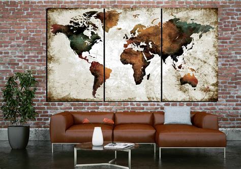 Watercolor World Map Artworld Map Wall Artworld Map Art Etsy