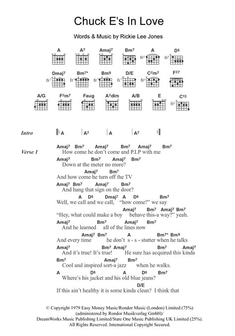 Chuck E S In Love By Rickie Lee Jones Guitar Chords Lyrics Guitar