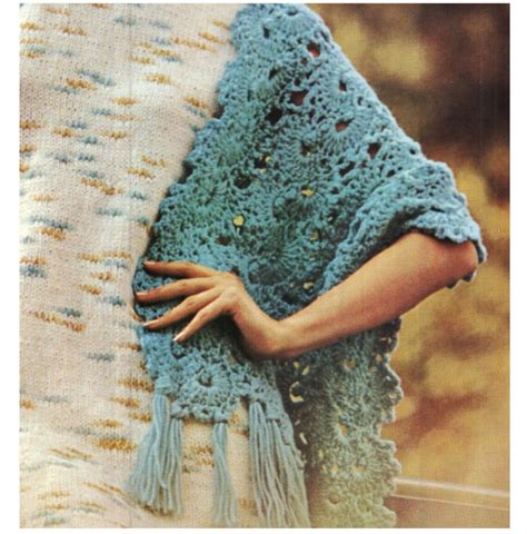 Crochet Shawl Pattern Vintage 70s Crochet Fringed Poncho Etsy