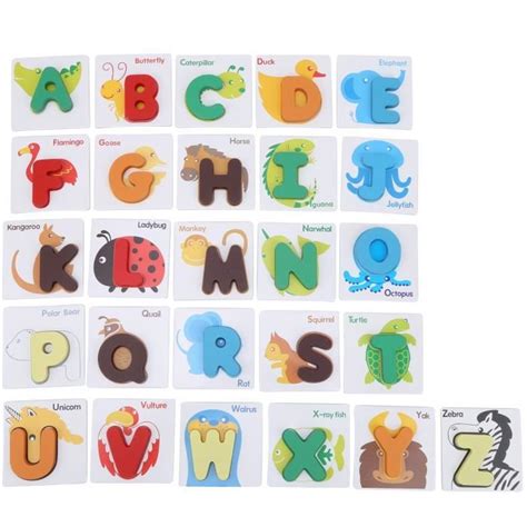 VINGVO Cartes Alphabets Jeu De Cartes D Alphabets Carte D Animaux De