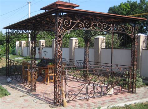 Беседки из металла - 70 фото идей металлических беседок, чертежи и ...