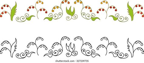 Set Green Floral Border Stock Vector (Royalty Free) 250733419 ...