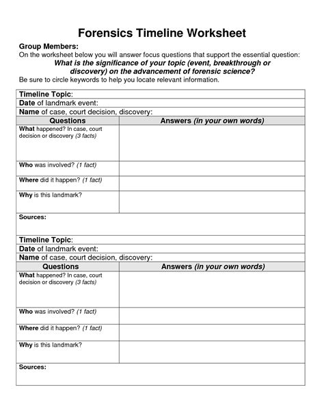 Forensic Science Matching Worksheet