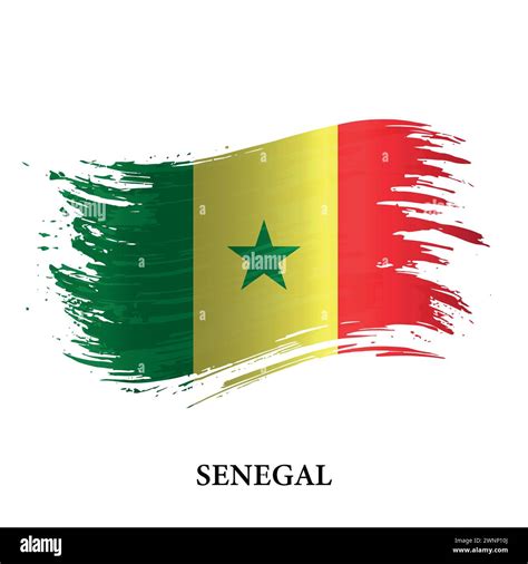 Grunge Flag Of Senegal Brush Stroke Vector Background Stock Vector