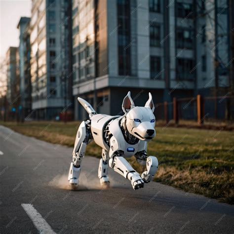 Portrait of robot dog running on forest background | Premium AI ...