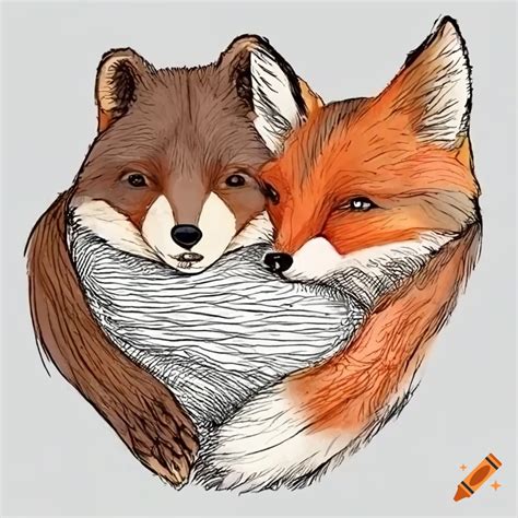 Cute Image Of A Fox And Bear Cuddling On Craiyon