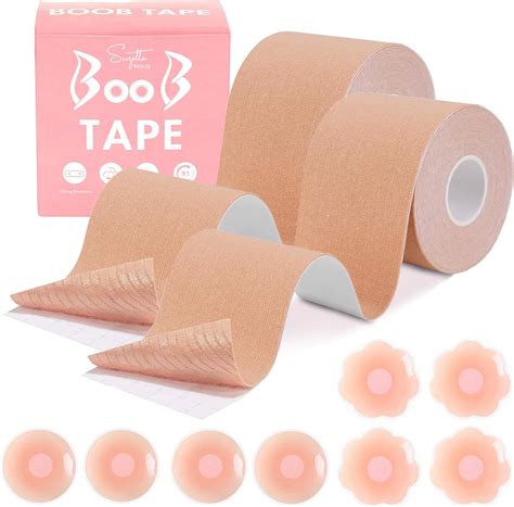 RVFRGRD 2 Rollos de Boob Tape 5m 5cm 4 Pares de Pezoneras de Pétalos y Cubre Pezones de