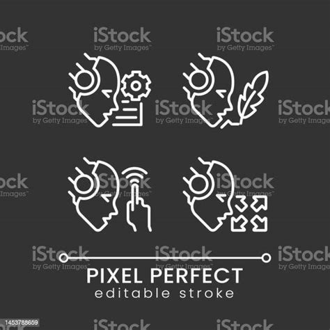 Artificial Intelligence Capabilities Pixel Perfect White Linear Icons