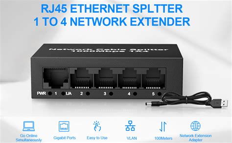 1000mbps Network Splitter Adapter Gigabit 1 To 4 Out Ethernet Cable High Speed Lan Internet