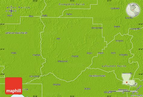 Physical Map Of Acadia Parish