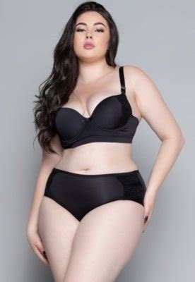 Conjunto Lingerie Bella Fiore Modas Plus Size Luxo Bojo Preto