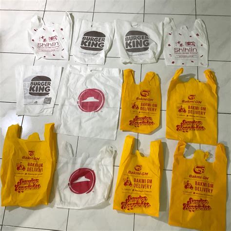 Spunbond Tas Kain Kuning Putih Yellow Whire Shopping Bag Makanan Pizza