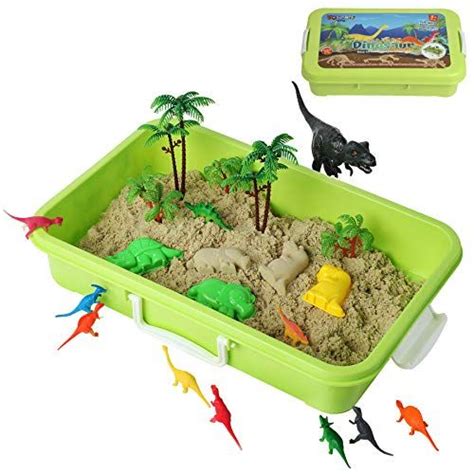 Dinosaur Play Sand Kit 2 Bags Of Sand And 34 Pieces Feels Like Wet