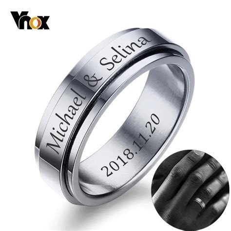 Vnox Anillo Giratorio Personalizado Para Hombre Y Mujer Alianza De