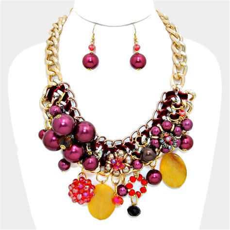 Chunky Flower Necklace Set Focused Fashions