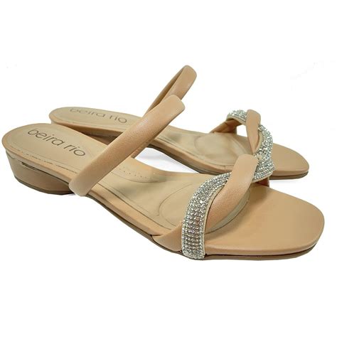 Tamanco Beira Rio Strass Salto Baixo Nude Compre Agora Cabana Magazine