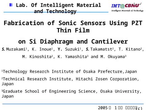 PPT Fabrication Of Sonic Sensors Using PZT Thin Film On Si Diaphragm